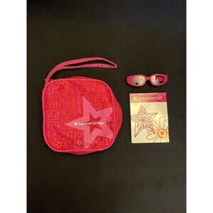 American Girl Doll FUN Red Zipper Pouch With Sketchbook & Sunglasses For Doll